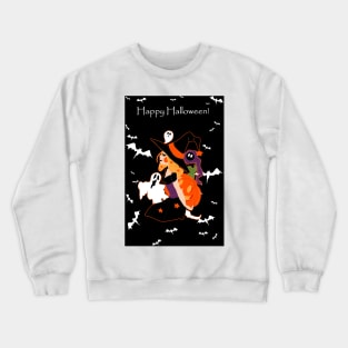 "Happy Halloween" Cute Spooky Witch Crewneck Sweatshirt